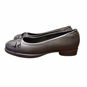 ECCO Bow Ballerina Flats Black Leather EU 38 US 7–7.5 NWOB